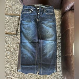 American Eagle Outfitters Women's Dark Blue Cropped Jeans Tom Boy Cut